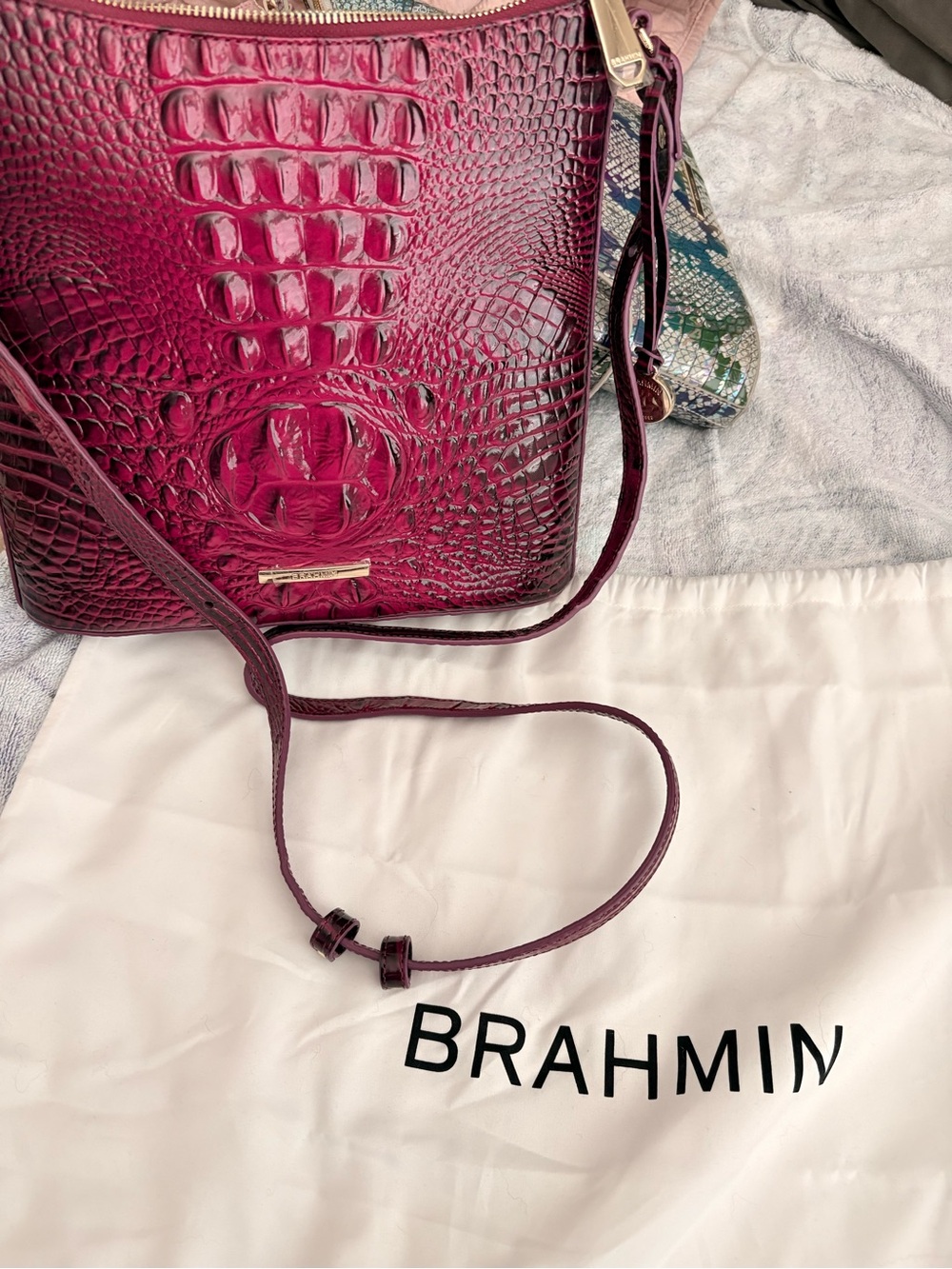 Brahmin Katie Sugar Plum Melbourne Leather Crossbody Like New